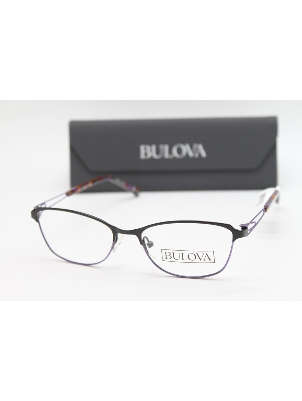 NEW BULOVA KITTY HAWK BLACK PURPLE AUTHENTIC EYEGLASSES W/CASE 52-16-135